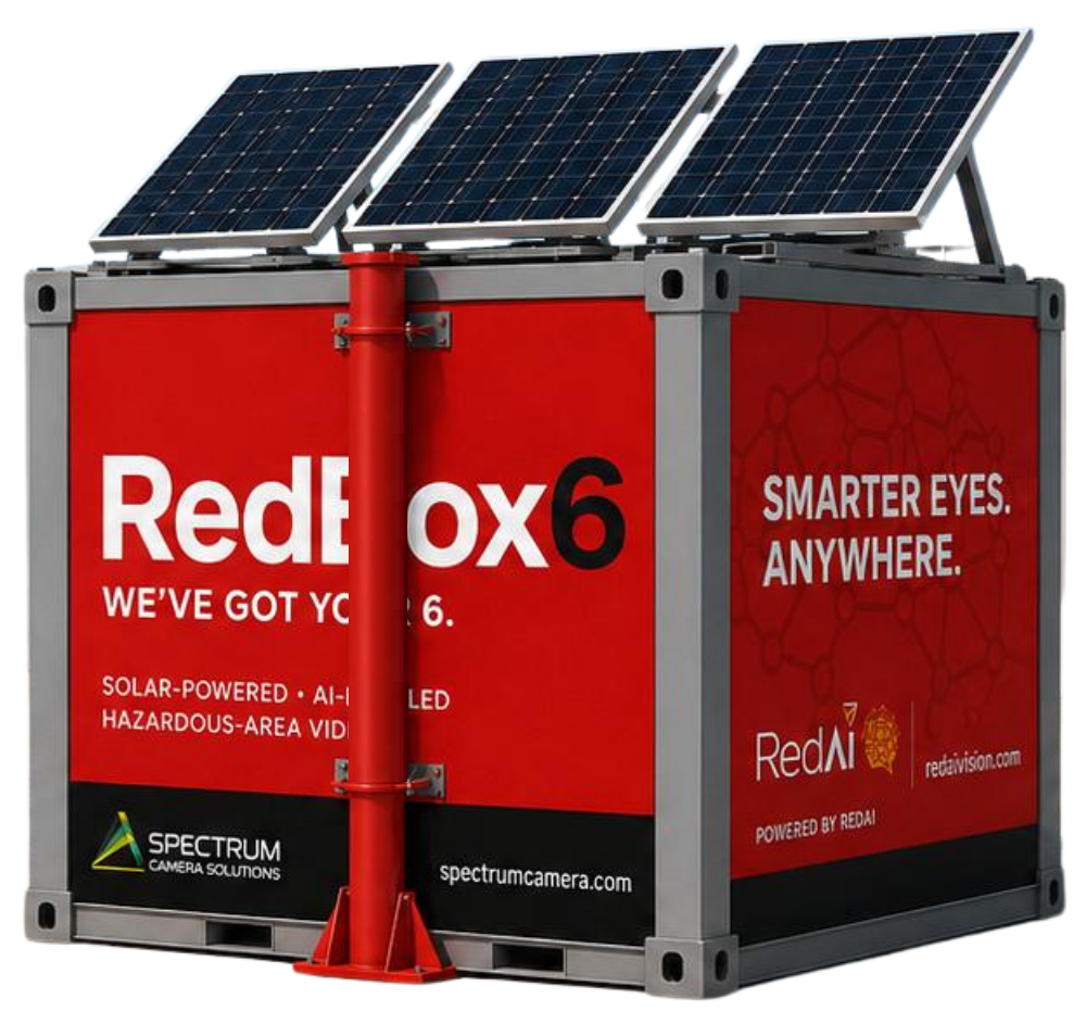 Spectrum RedBox6-30W solar powered skid with three solar panels and telescopic pole